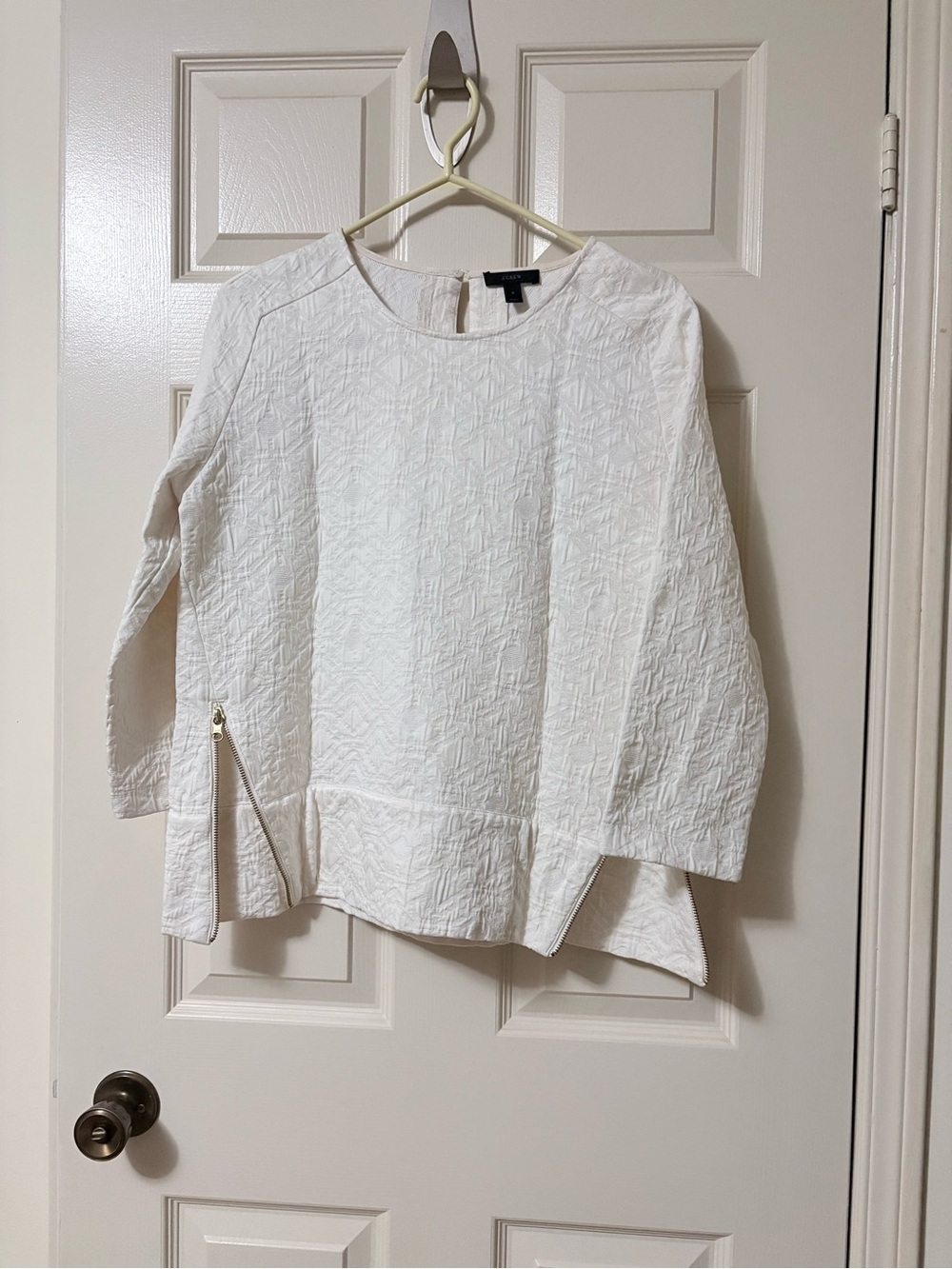 J. Crew Cream Textured Long-Sleeve Zip-Hem Tunic | Sz 6